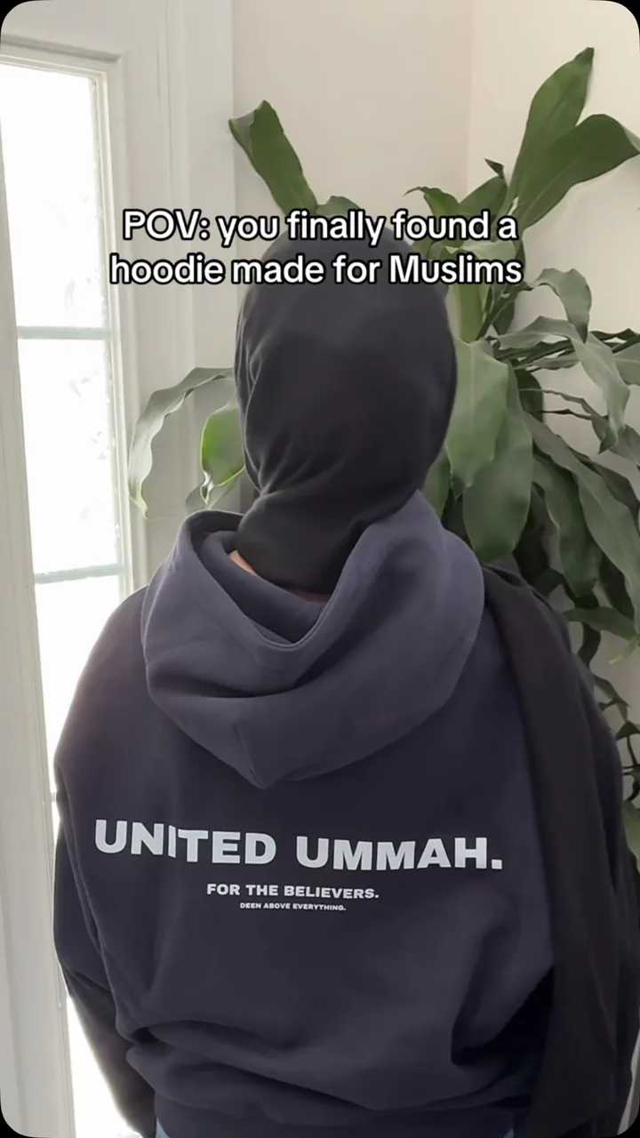 Cover frame from @maryams_png's reel, wearing the United Ummah Hoodie